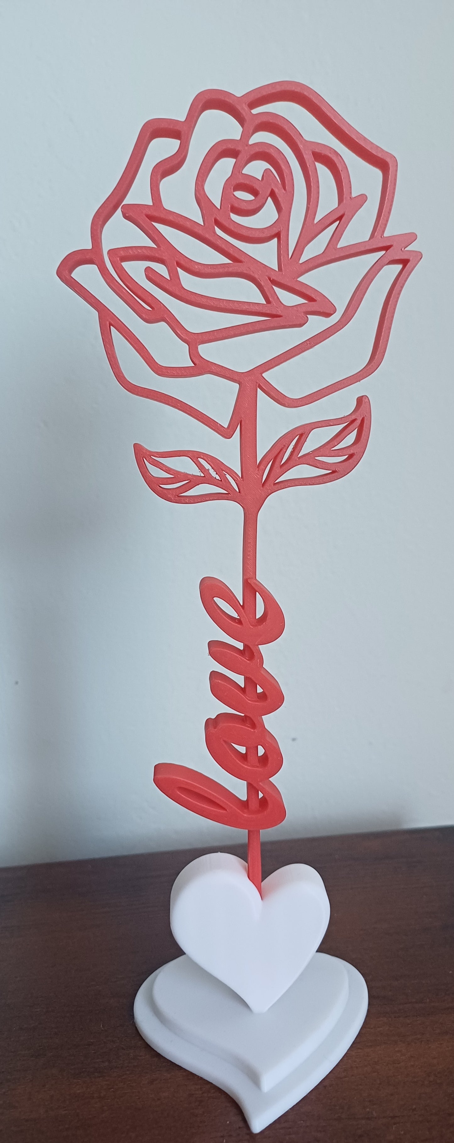 Rosa con texto o personalizable con pie de corazón